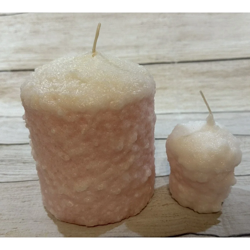 Lot of 2 Warmglow Cake Candles Large & Votive Size Never Burned Pink White Tub10